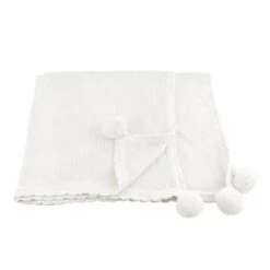 Pom Pom Blanket-White(Bk1012)
