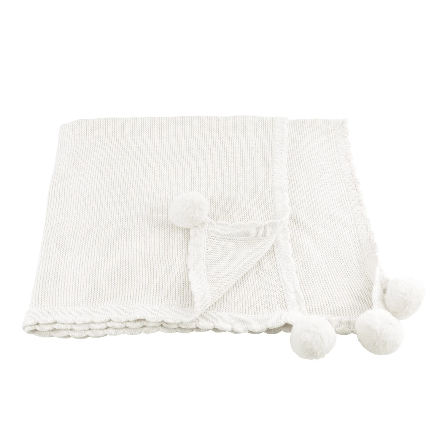 Pom Pom Blanket-White(Bk1012) 3 Pom Pom Blanket-White(Bk1012)