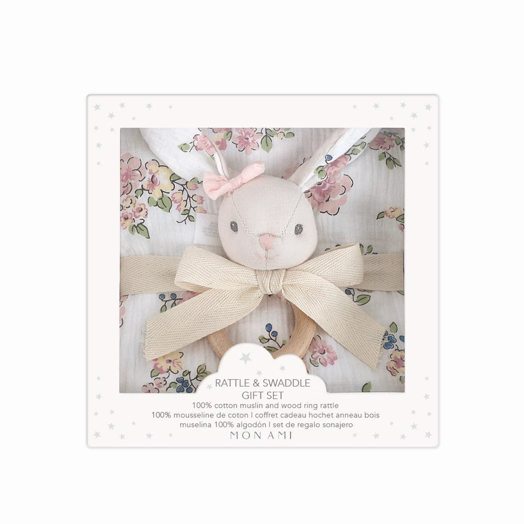 French Floral Bunny-Swaddles & Rattle Gift Set(French Floral Bunny Swaddles Rattle Gift Set) 3 French Floral Bunny-Swaddles & Rattle Gift Set(French Floral Bunny Swaddles Rattle Gift Set)