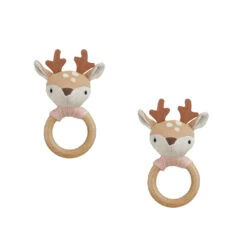 Fawn Wood Rattle--2pcs Assortment(Rt1021)