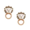 Linen Lion Wood Rattle--2pcs Assortment(Rt1024) -Mon Ami Toys Store RT1024
