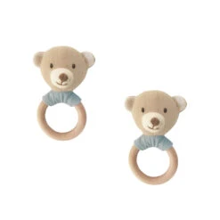 Linen Bear Wood Rattle--2pcs Assortment(Rt1026)