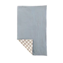 Double Sided Muslin Play Mat Blue Gingham(Slate Blue And Gingham Double Sided Muslin Play Mat) -Mon Ami Toys Store blanket2b