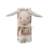Floral Muslin And Bunny Wood Rattle Gift Set(Sw1001) -Mon Ami Toys Store girlrattle